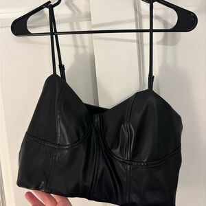 Express Faux Leather Body Contour Top